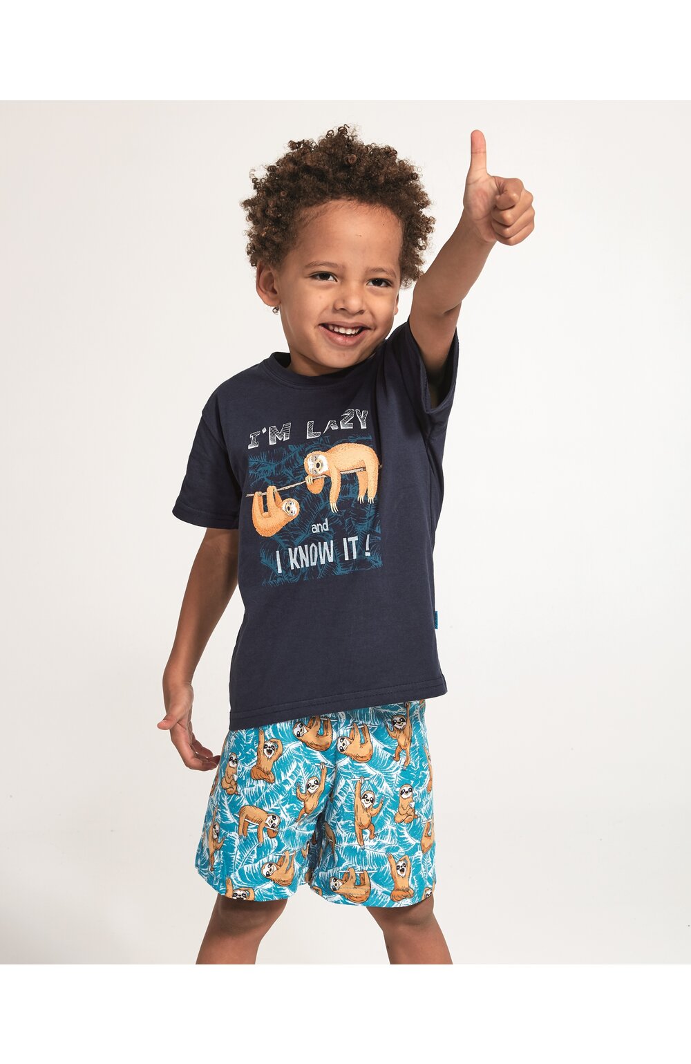 Pijama baieti 1-8 ani, 100% bumbac, Cornette B789-075 Lazy Monkey