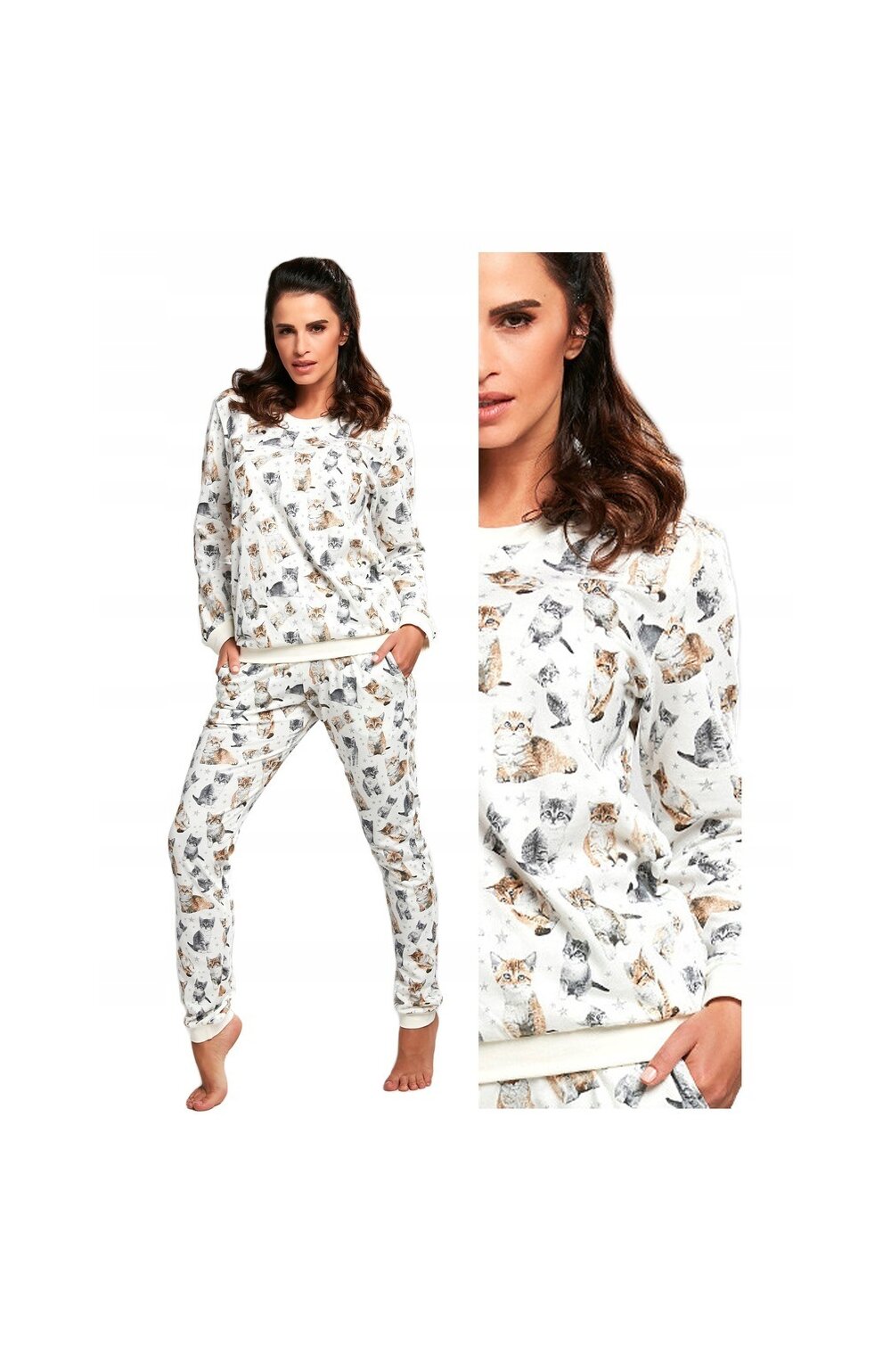 Pijama dama, 100% bumbac, cornette w163-173 cats