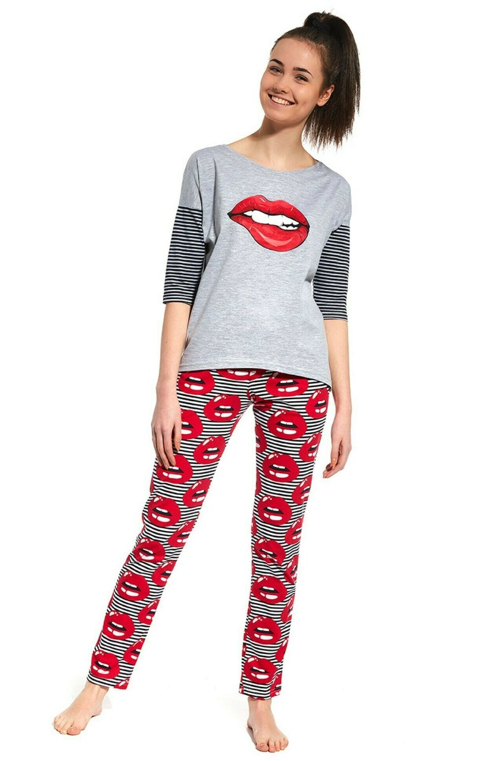 Pijama adolescente, marimi 158-176 cm, bumbac, cornette g200-27 lips