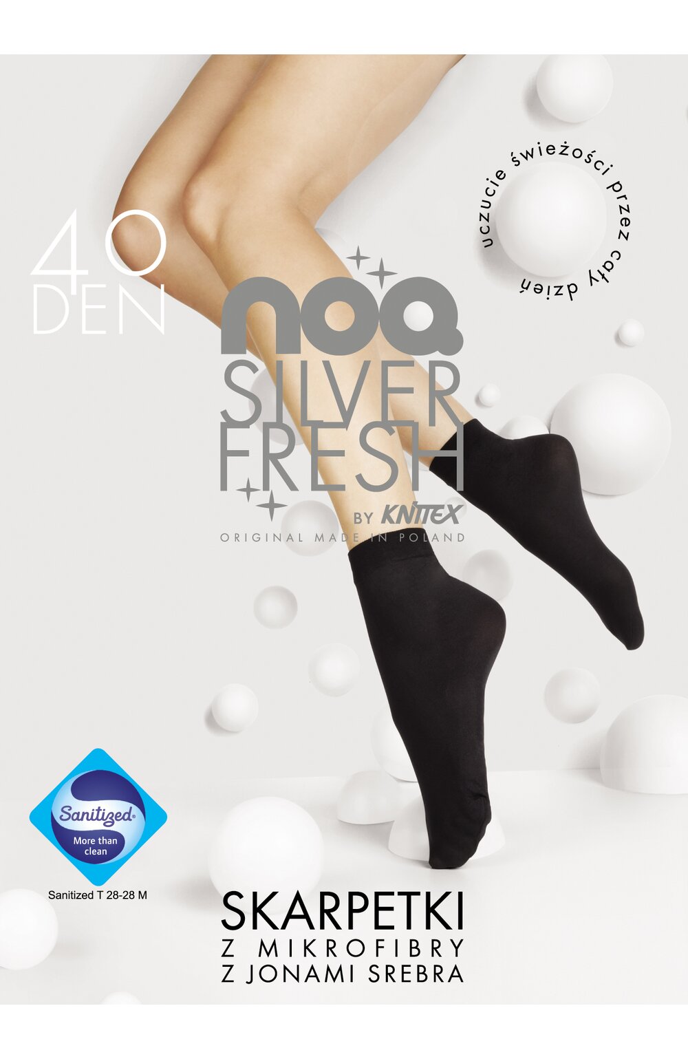 Sosete dama 1/2 din microfibra 40 den silver fresh