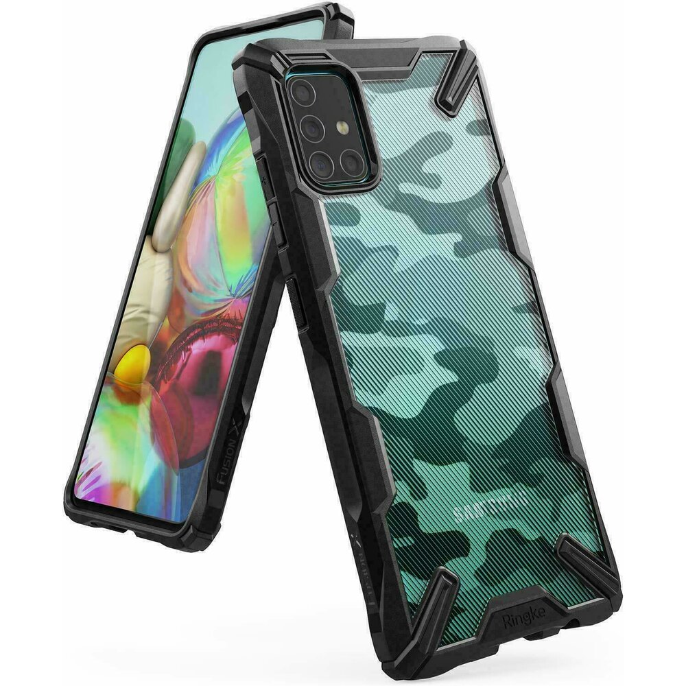 Husa Samsung Galaxy A71 Ringke FUSION X Design Negru Camuflaj