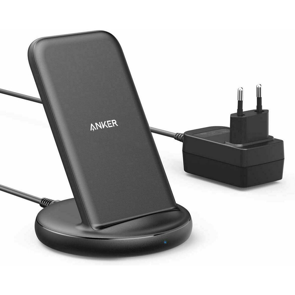 Incarcator universal wireless QI Anker PowerWave II Stand 15W, Negru + incarcator retea