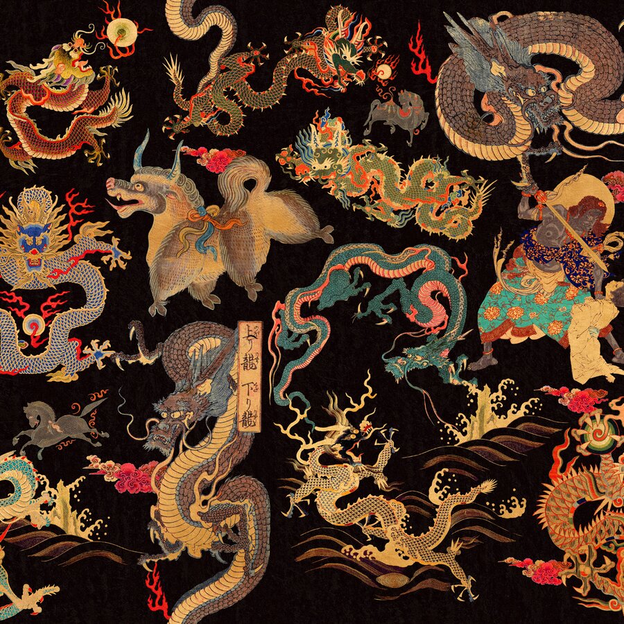 Dragons Of Tibet Set 3 role tapet, Netesut, Multicolor iedera.ro