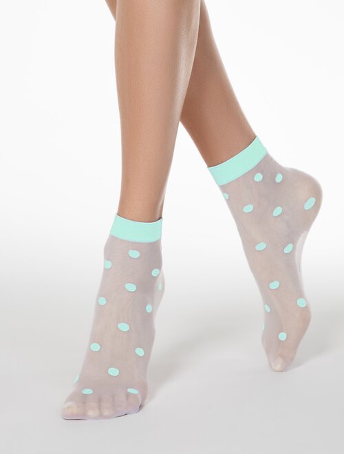 Sosete lycra turcoaz cu buline conte elegant big dots 20 den
