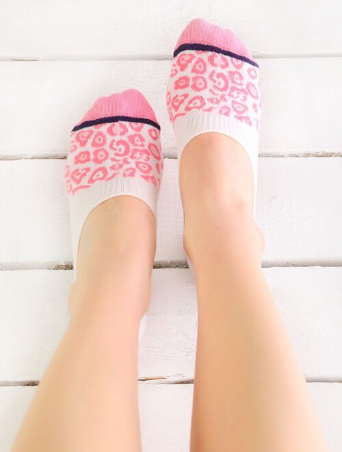 Talpici bumbac cu animal print roz si silicon socks concept sc-1629-2