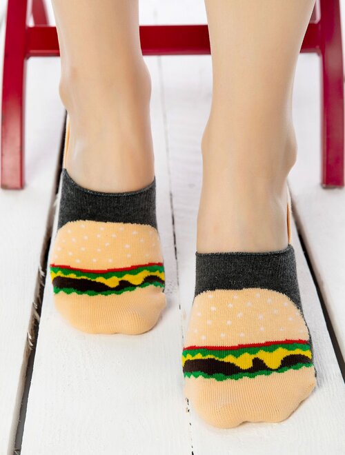 Talpici bumbac cu hamburger si silicon socks concept sc-1640