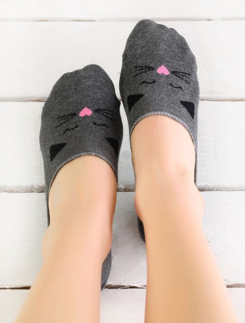 Talpici bumbac cu pisicuta si silicon socks concept sc-1626