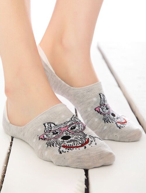 Talpici bumbac gri cu catelus si silicon socks concept sc-1624