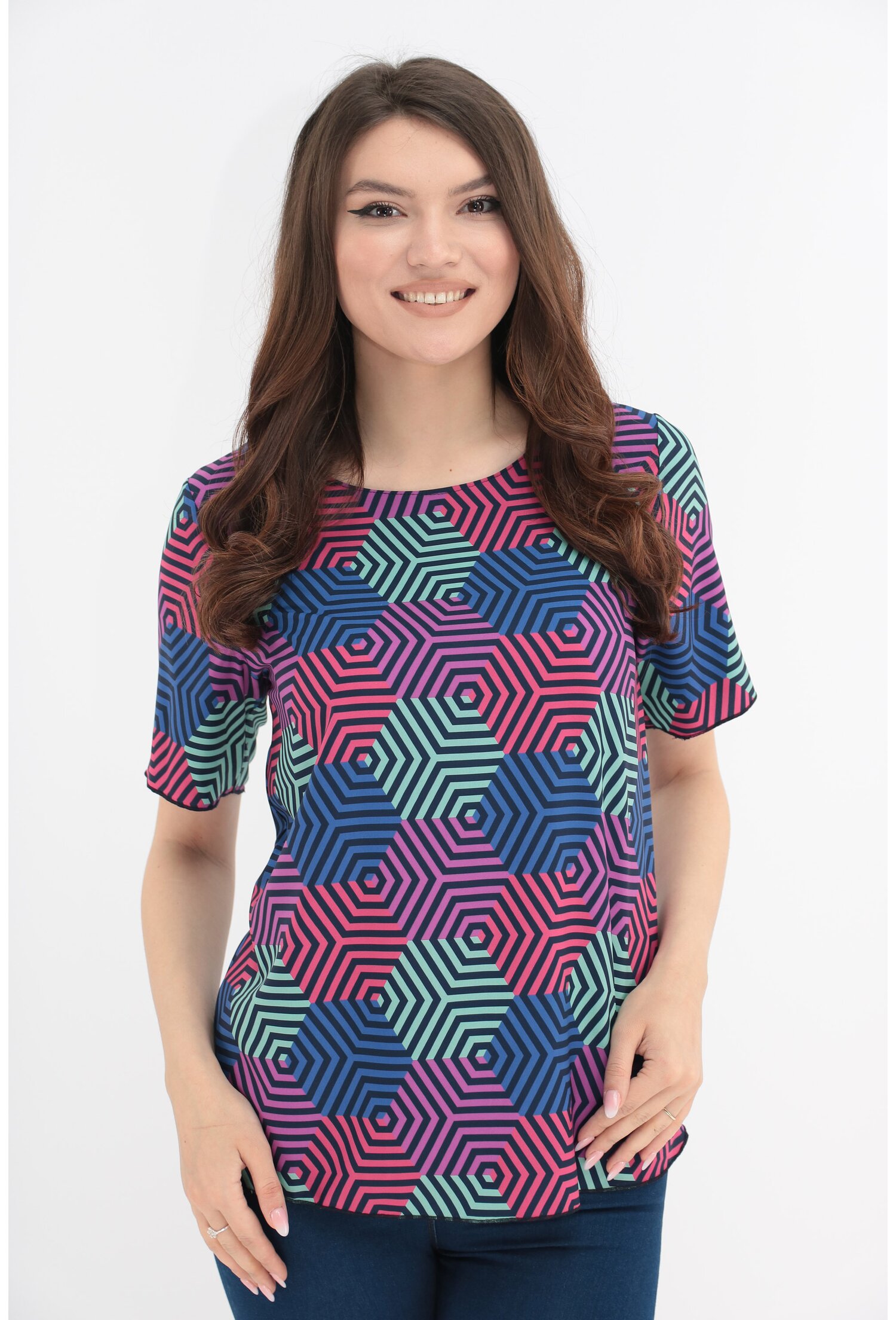 Bluza cu hexagoane multicolore