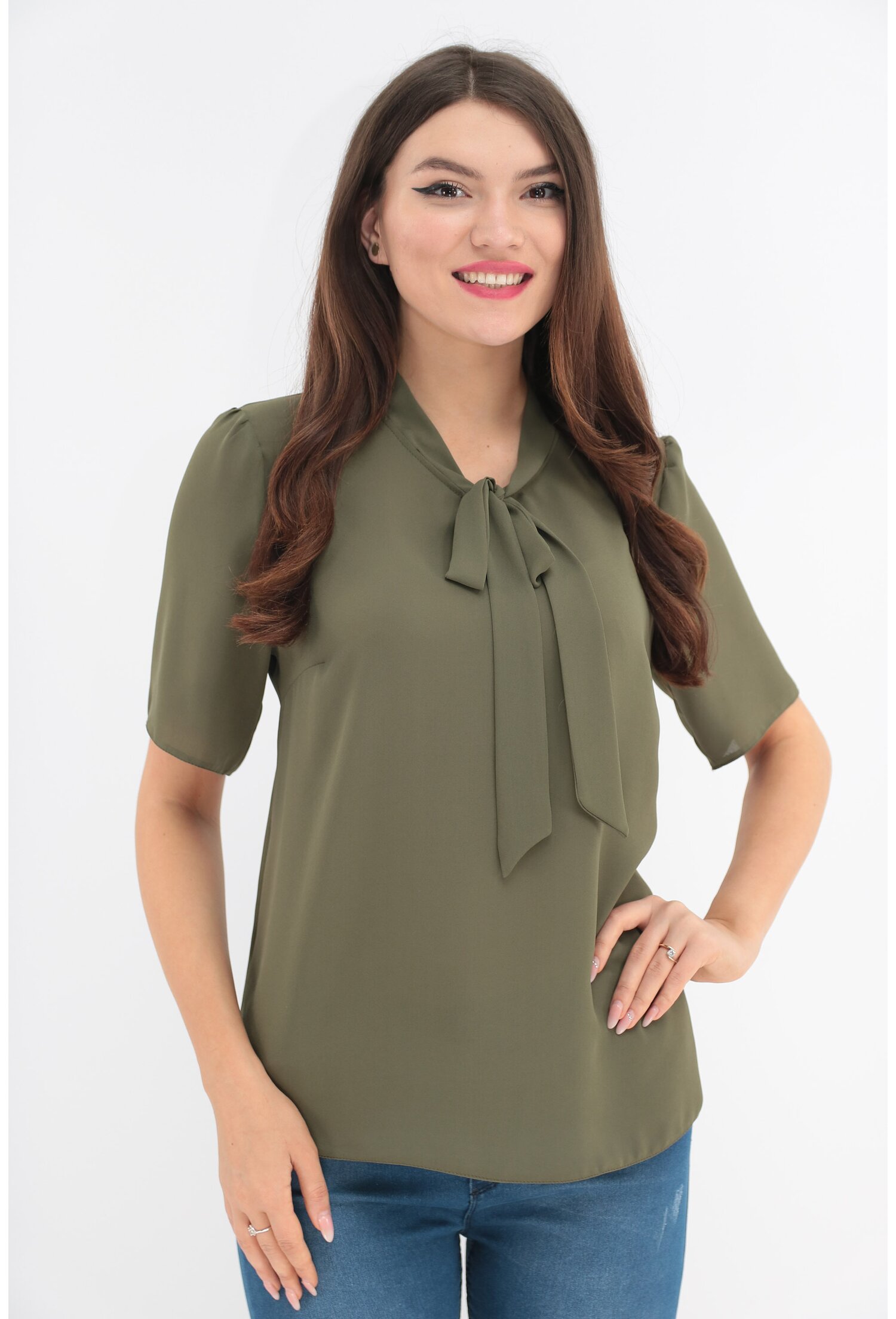 Bluza uni olive cu funda