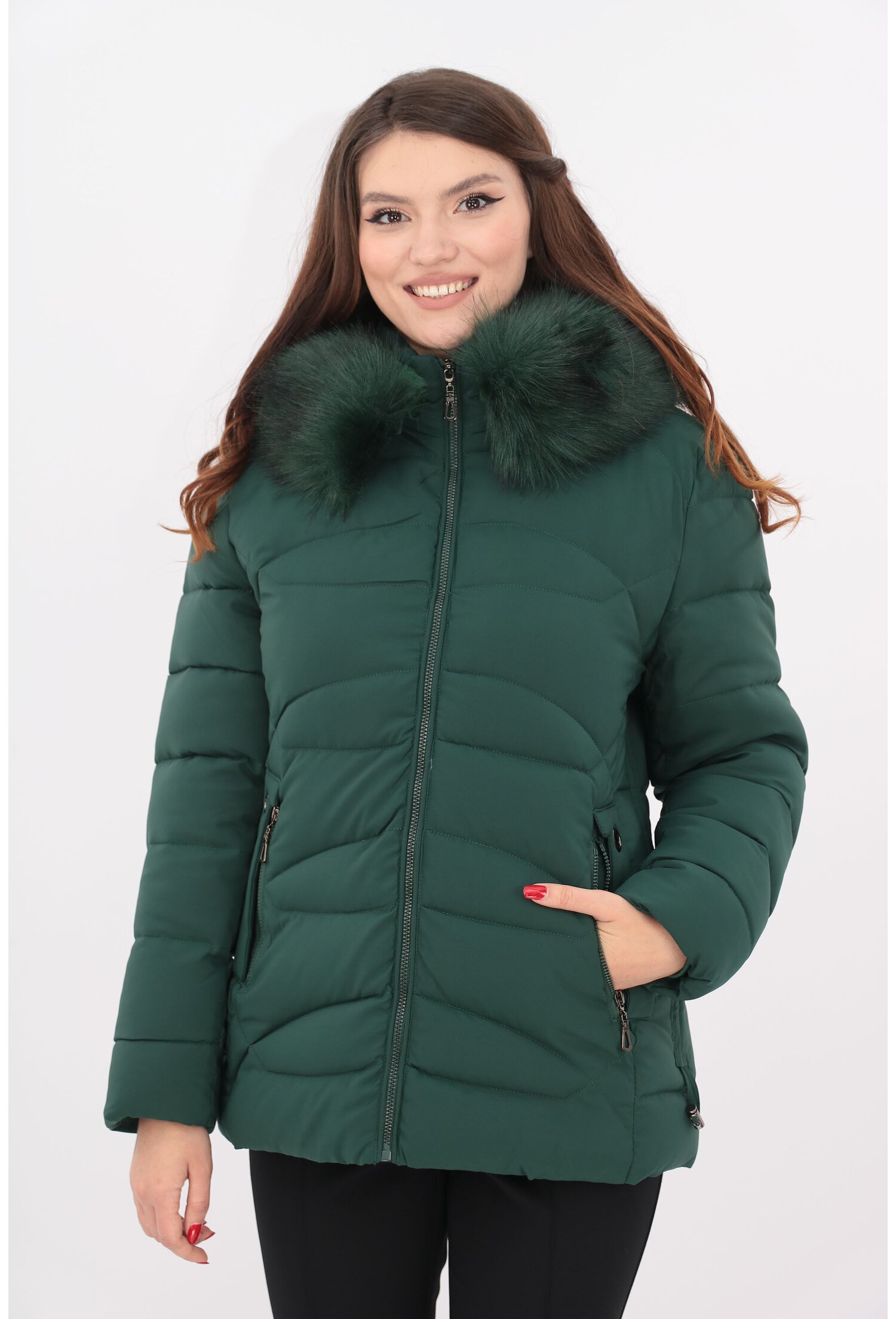 Geaca groasa verde cu blanita