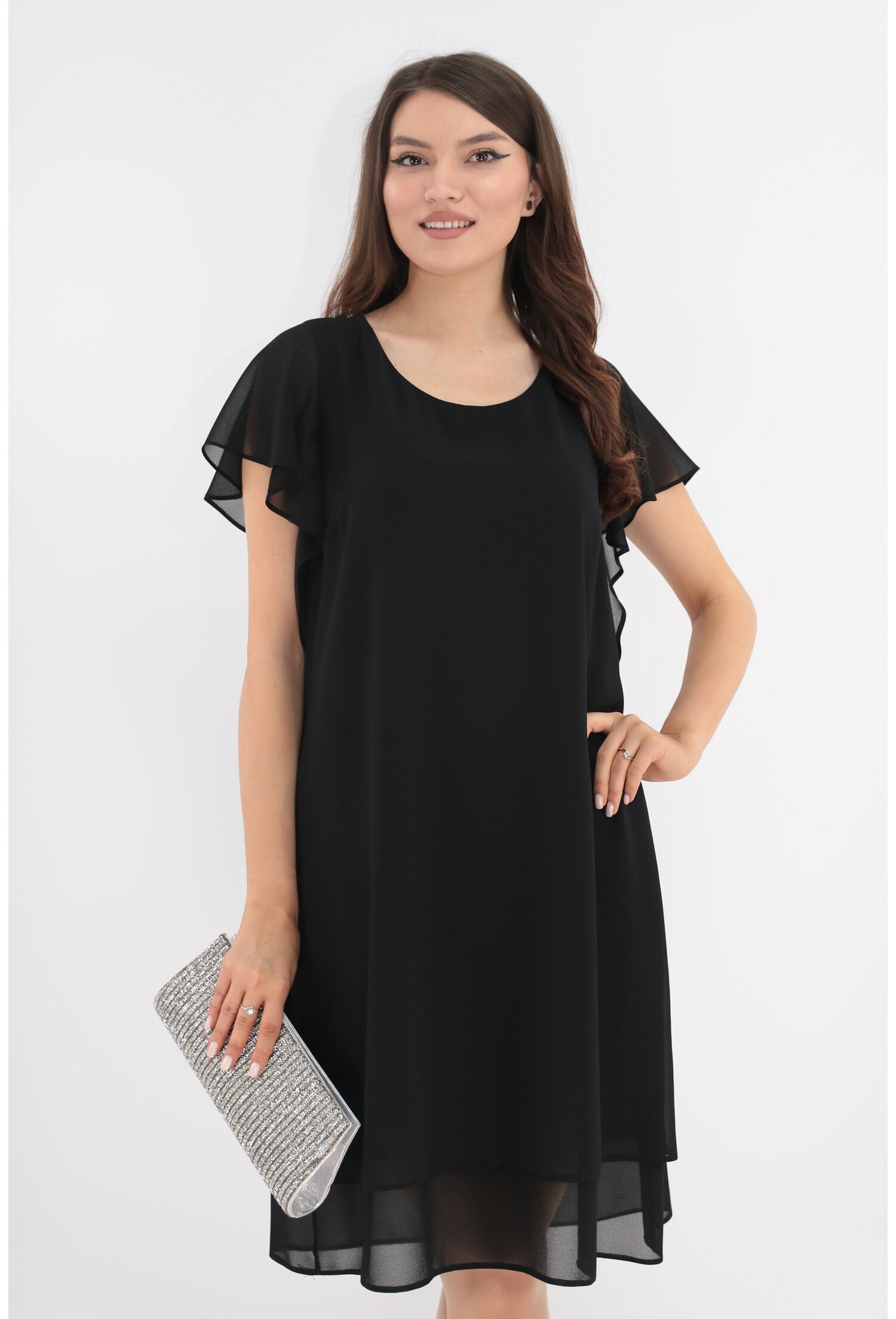 Rochie eleganta neagra din voaluri suprapuse