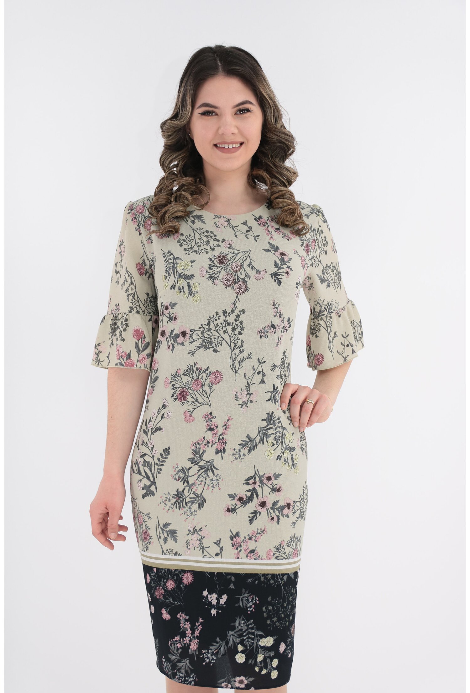 Rochie eleganta olive cu bordura