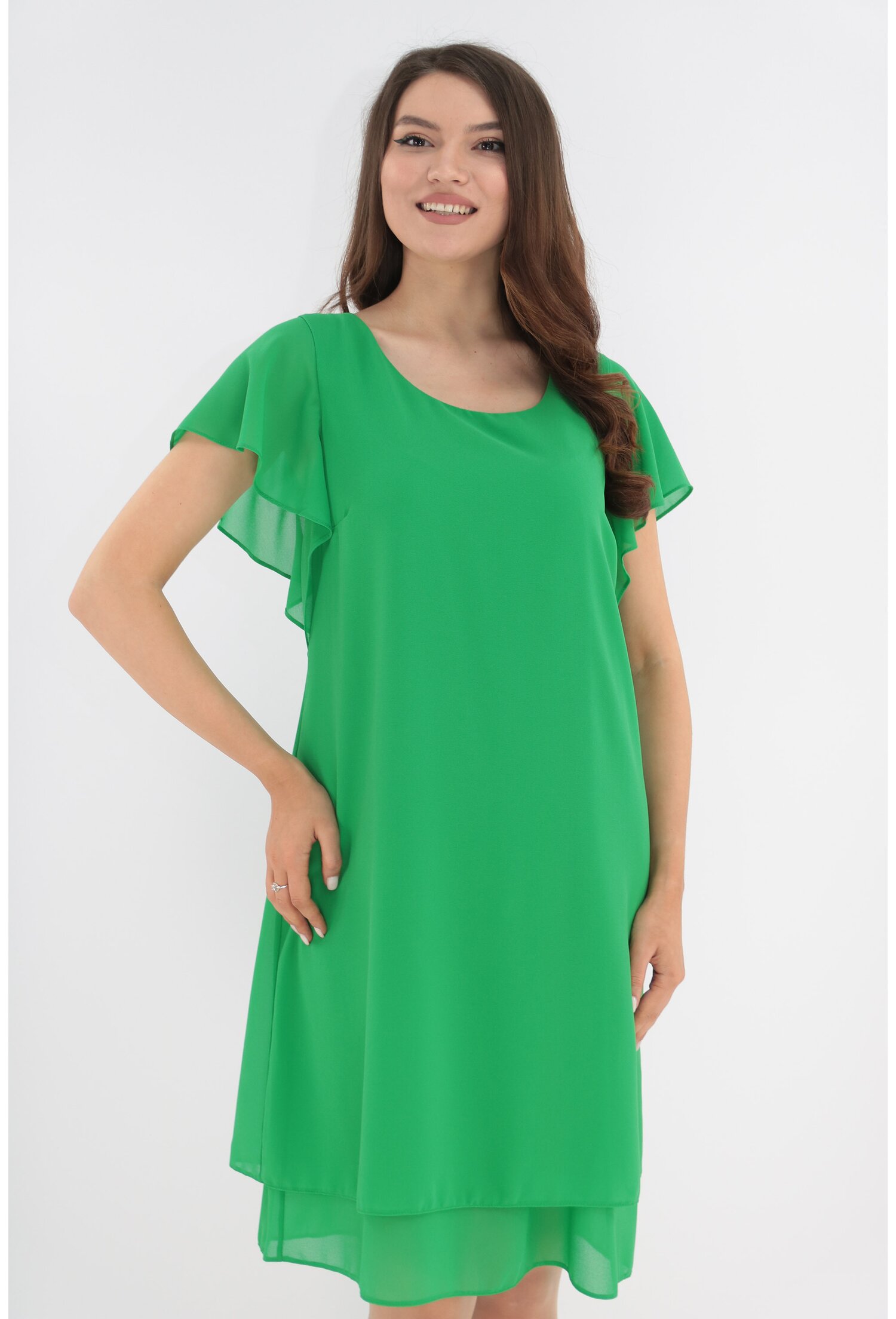 Rochie eleganta verde din voaluri suprapuse
