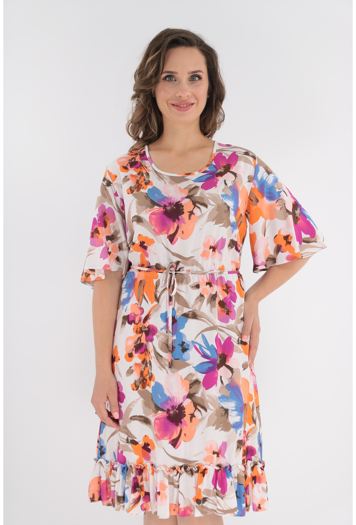 Rochie lejera din vascoza cu flori multicolore
